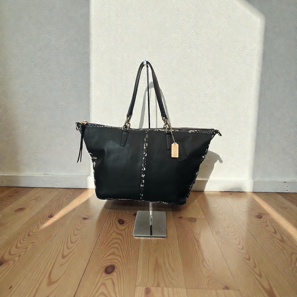 Coach Bleecker Two Tone Python Embossed Leather Cooper Satchel
Black/Gold #27984 - Picture 2 of 8